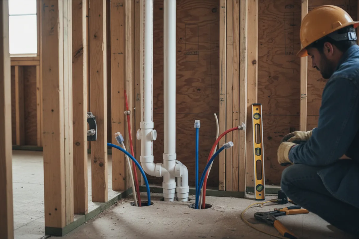 Drain and supply rough-in during Leak Detection in Caddo